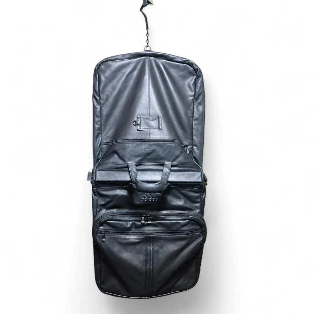 Adidas Leather Garment Bag Black Travel Suit Carrier Hanging‎ Business Luggage